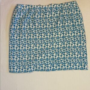 Talbots Embroidered Blue Floral Eyelet Linen skirt